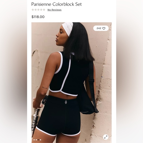 NEW Free People FP Movement Parisienne colorblock piping crop top hot short SET - Picture 4 of 12
